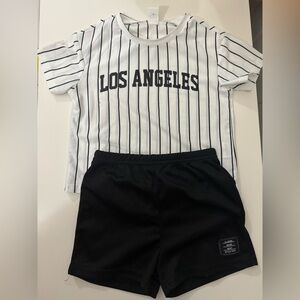 Striped Los Angeles T-Shirt and Black Shorts Set